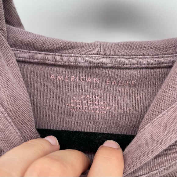 AEO American Eagle Womens Long Sleeve Shirt Hood Purple 100% Cotton S - Picture 6 of 7